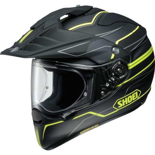 SHOEI Hornet ADV Navigate, Dual Sport motorhelm, Mat Zwart-Fluo Geel TC-3