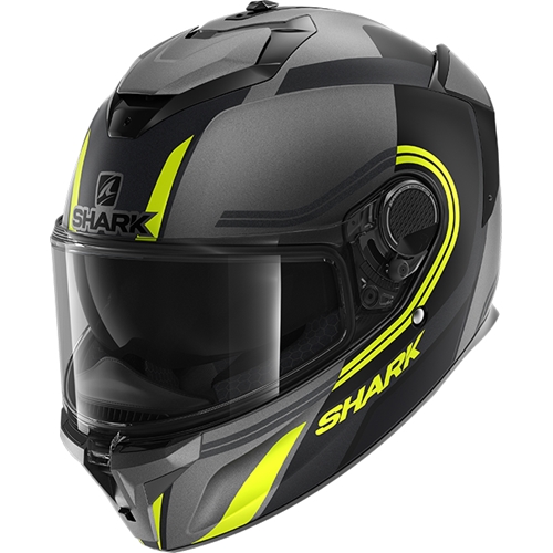 SHARK Spartan GT Tracker, Casque moto intégral, Mat Anthracite-Noir-Jaune AKY