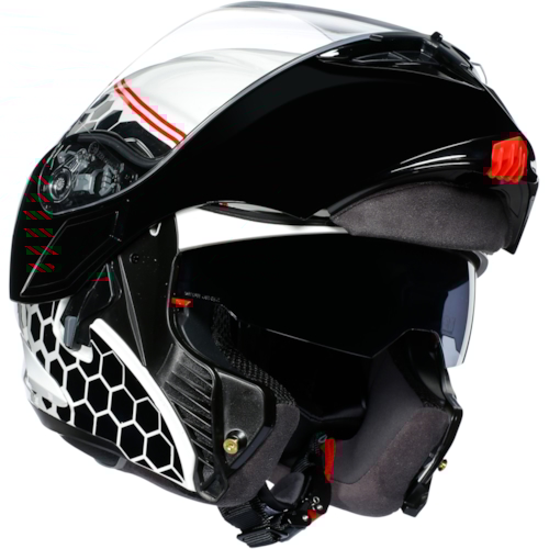 AGV Compact ST Detroit, Systeemhelm voor op de moto, Wit-Zwart