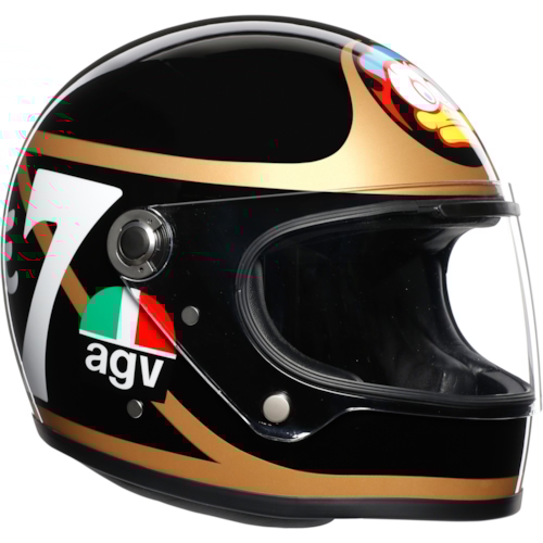 AGV X3000 Barry Sheene, Integraalhelm voor op de moto, Zwart-Goud-Wit