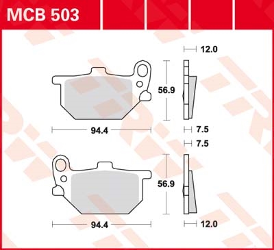 TRW Remblokken, en remschoenen voor de moto, MCB503 Allround organisch