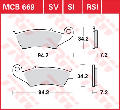 TRW RSI remblokken, en remschoenen voor de moto, MCB669RSI