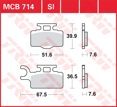 TRW SI Remblokken sinter metaal, en remschoenen voor de moto, MCB714SI