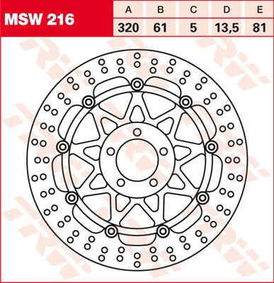 TRW MSW Zwevende remschijf, voor de moto, MSW216