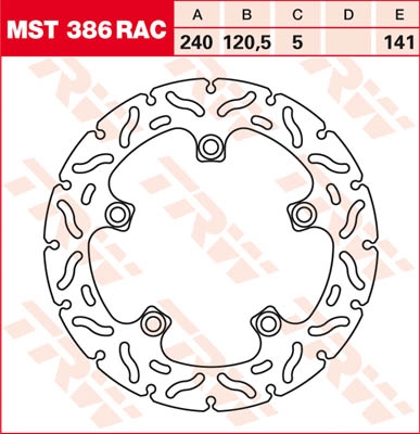 TRW MST vaste remschijf RAC design, voor de moto, MST386RAC