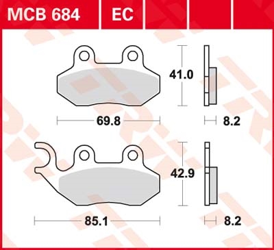 TRW Standaard EC remblokken, en remschoenen voor de moto, MCB684EC