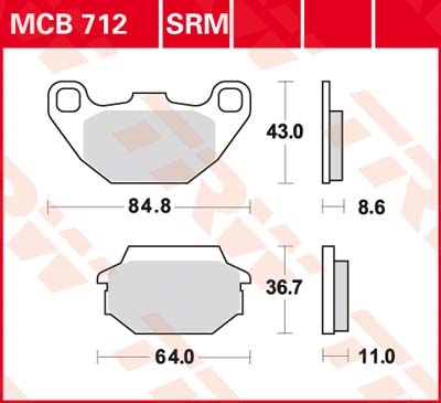 TRW SRM remblokken, en remschoenen voor de moto, MCB712SRM