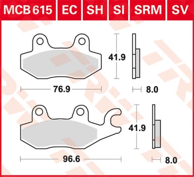 TRW Remblokken, en remschoenen voor de moto, MCB615EC Organisch
