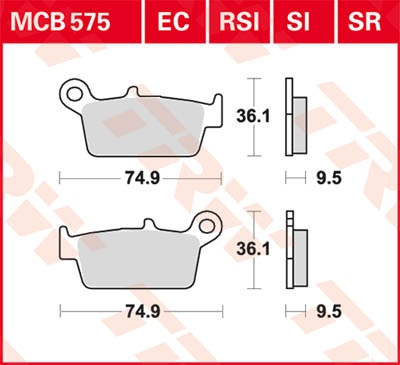 TRW Remblokken, en remschoenen voor de moto, MCB575EC Organisch