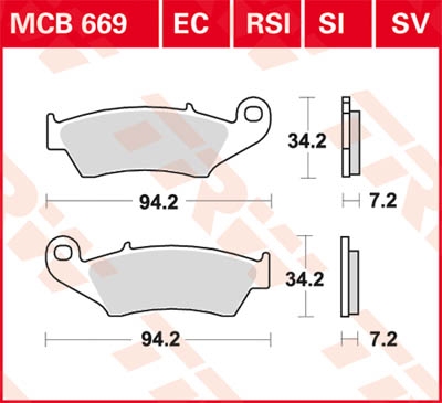 TRW Remblokken, en remschoenen voor de moto, MCB669EC Organisch