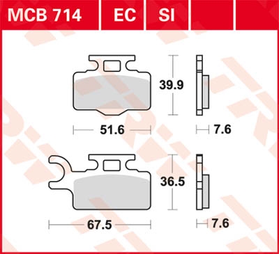 TRW Remblokken, en remschoenen voor de moto, MCB714EC Organisch