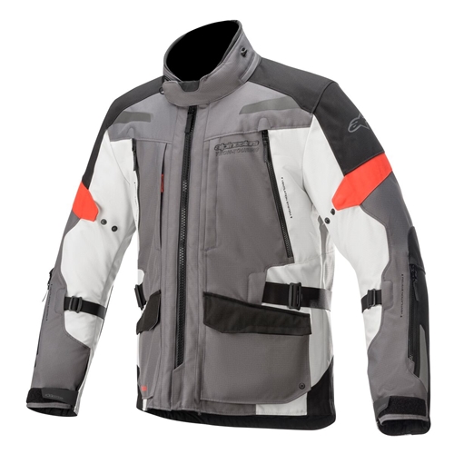 ALPINESTARS Valparaiso V3 Drystar Jacket, Textiel motorjas heren, Donker Grijs-Licht Grijs-Rood