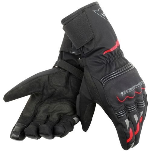 DAINESE Tempest D-DRY® Gloves Lang, Motorhandschoenen winter, Zwart-Rood