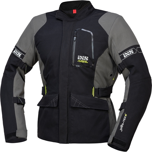 IXS Tour Laminate-ST-Plus Jacket, Textiel motorjas heren, Zwart Grijs kort