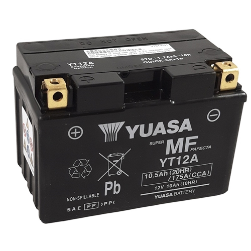 YUASA Gesloten batterij onderhoudsvrij, Batterijen moto & scooter, YT12A