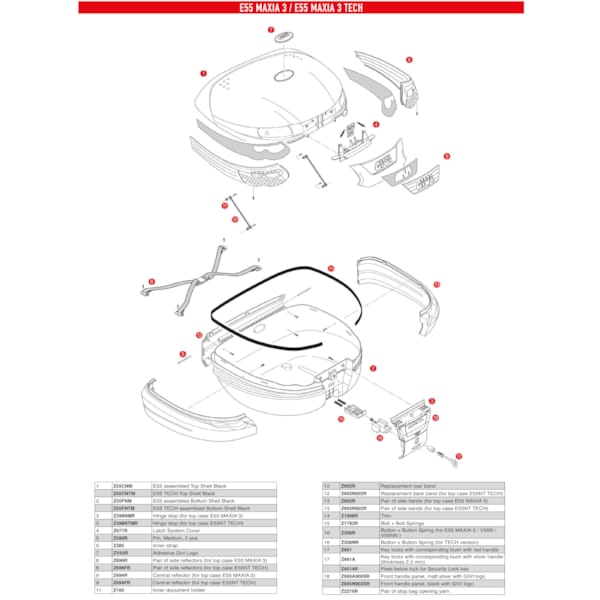 Givi Z206R – Bouton Pulsante Avec Ressort Pour Top Case Maxia E55 – Pièce D'Origine Neuf